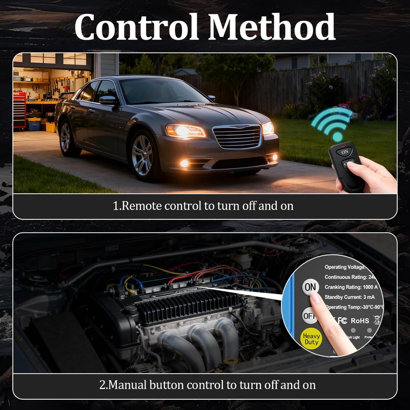 Remote Battery Disconnect Switch 12V, 240A, Kill Switch for Car