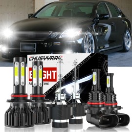 CHUSYYRAY For 2006 Lexus GS300 6x LED HID Headlight High&Low Beam + Fog Light Bulbs Kit