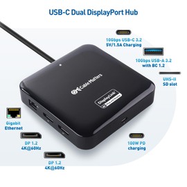 Cable Matters 7-in-1 4K 60Hz USB C DisplayLink Dock (DisplayLink Docking Station) with Dual DisplayPort, Gigabit Ethernet, 10Gbps USB, SD Reader, 100W PD for MacBook Pro M1 / M2 / M3 & Windows Laptops