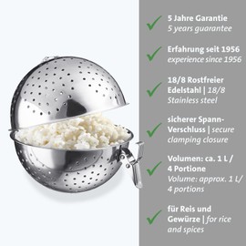 Westmark Rice Ball - Practical Strainer for Cooking Rice, Ideal for Making Sushi, Jasmine or Basmati Rice, Also as a Spice Strainer - Stainless Steel, 1 Litre