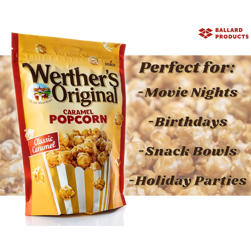 Werther's Original Caramel Popcorn Pack of 6 Bags of Classic