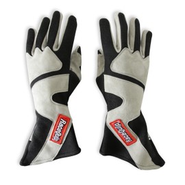 RaceQuip Long Gauntlet Race Gloves 358 Series 2 Layer Nomex SFI 3.3/5 Gray/Black Medium 358603