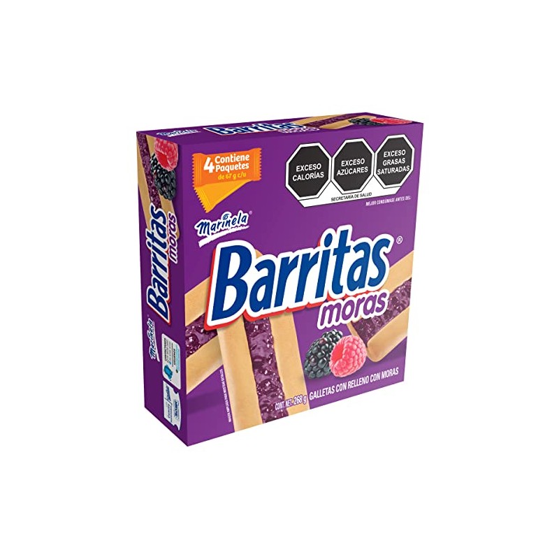 Marinela Barritas de Mora, 4 piezas, 268g, 268 gramo, 1