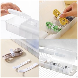 Pack of 2 Cable Organiser - Cable Organiser Box for Cable Storage and Sorting, Storage Box for Charging Cable, Practical Cable Protection and Cable Storage