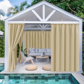 HolidayIdeas Outdoor Patio Curtains Waterproof with Rod Pocket 6 Pcs 54x84 Inch- Protect Privacy & Weatherproof Balcony Outdoor Curtains for Apartments,Porch, Pergola, Sliding Glass Door, Cream