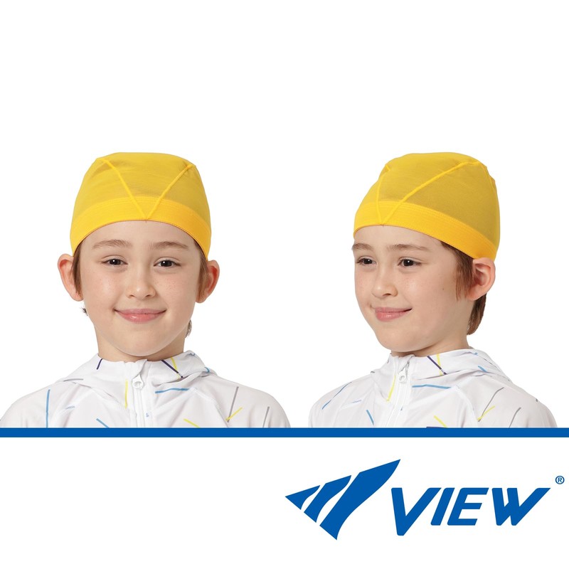 VIEW Swim Mesh Cap School Swimming Cap Swim Cap Yellow