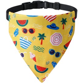 Summer Dog Cooling Bandana Collar - Quick-Drying Scarf with Holiday Hawaii Fruit Pattern for Small to Large Pets (Yellow, Medium)