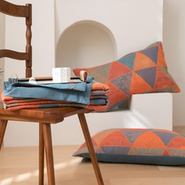 Purefair 100% Cotton Muslin Pillow Shams Set of 2 Jacquard Bohomian Mandala Triangle Pillow Covers, Soft 3 Layers Gauzy Reversible Pillow Protectors, 20"x30"