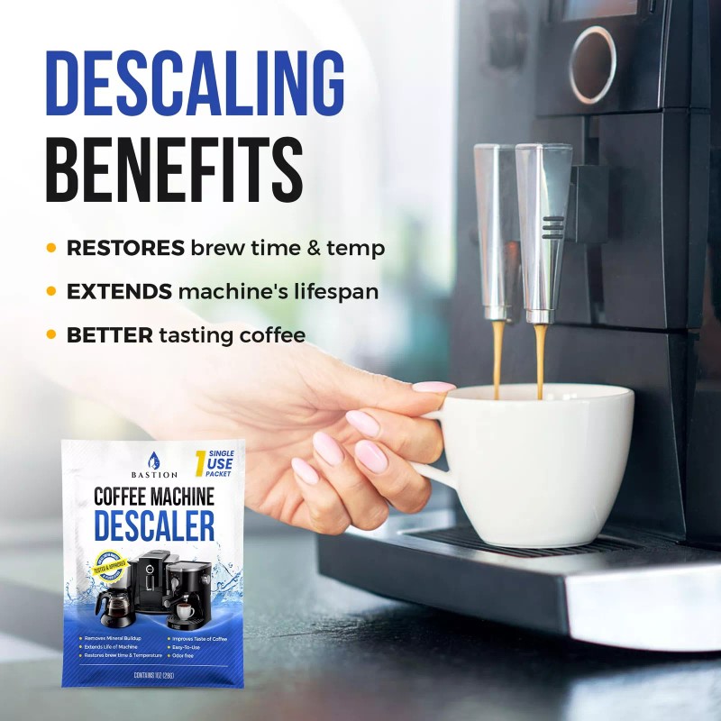 Bastion Descaling Powder Solution (6-Uses) Coffee Machine Descaler Cleaner