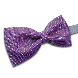 Rhinestones Pre-tied Bow Ties for men women | Bow tie with Crystal like rhinestones | CK Bow Tie (Purple AB)