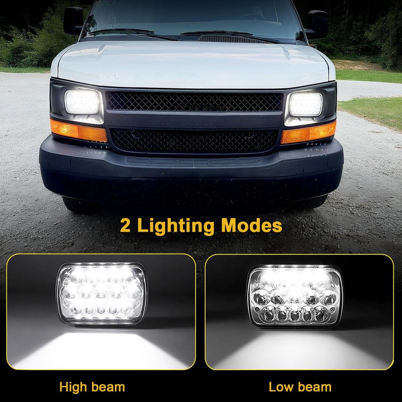Jamarco H6054 LED Headlights, 2Pcs Rectangular 5x7 7x6 LED Headlight