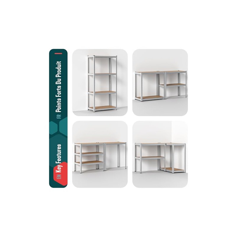 VOUNOT® Heavy-Duty Shelving Unit Set of 2 Shelving Units Basement