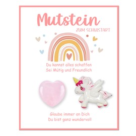 Mutstein for Children First Day of School, Lucky Charm, First Day of School Girls, School Cone Filling, School Child 2025 Gift, Gifts for First Day of School with Mutstein Dino Lucky Charm Greeting