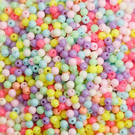 GLADFRESIT 1500Pcs Acrylic Beads, GLADFRESIT 6mm Colourful Matte Beads for Threading, Plastic Pastel Loose Beads for DIY Crafts, Jewelry Bracelet Making