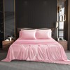NA HommxJF 4PCS Pink Satin Sheets King Size Pink Silky