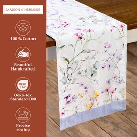 Maison d' Hermine Tablerunner 100% Cotton Table Runner Decorative Easter Tablerunners for Home, Wedding, Restaurant, Buffet Party & Camping, Summer Floral (Double Layer) - Spring/Summer (14.50"x108")