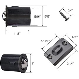 Enconker 4 Pack Closet Door Ball Catch Black, French Door Hardware Ball Catch, Cabinet Latch Lock, Drive in Ball Catch Door Hardware, Stainless Steel Adjustable with Strike Plate (4 Pack, Black)