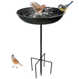 Bird Bath Standing for the Garden, Bird Bath, Winterproof, Large with Ground Spike, Spa Bird Feeder for Balcony, Patio, Yard, Lawn, Wild Bird Bath, Metal, Removable Decoration, 4 Spiky Feet
