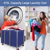 Commercial Laundry Cart with Wheels, 470L Industrial Rolling Laundry Basket,