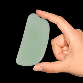 Ladista GSB-LD-7-4 Gua Sha Scraping Massage Tool for Facial Glow, Blood Circulation, Natural Jade Stone Removes Toxins, Prevents Wrinkles, Boost Radiance of Complexion (1 Pc, Light Green)
