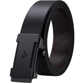 VANNANBA Cinturón de trinquete de diseño para hombre, hebilla automática, cinturones de cuero de trinquete para hombre, con caja de regalo, Negro, 39"-42" Waist Adjustable