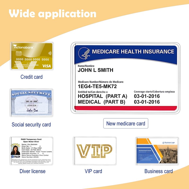10 Pack New Medicare Card Holder Protector Sleeves，12Mil Clear PVC
