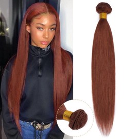 Unprocessed Brazilian Human Hair 360 Lace Frontal Closure Ear to Ear Closure Bleach Blonde Natural Black Ombre 2 Tone Hair Bundles Extensions (20 Inch, Dark Auburn/Straight)