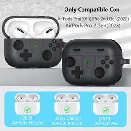 PENGPAI Funda para Airpods Pro 2 generacion 2022/2023 y Airpods Pro 2019 Case Uso Rudo Carcasa con Llavero Soporte de Carga Inalámbrica YXJ (Gris Oscuro)