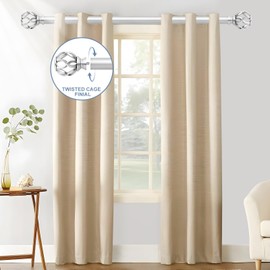 TVWOO Silver Decorative Farmhouse Curtain Rods:18-45 Inch Adjustable Heavy Duty Single Window Curtain Rod for Bedroom Living Room,Nickel Boho Rustic Drapery Rods with Vintage Twist Finial Easy Install