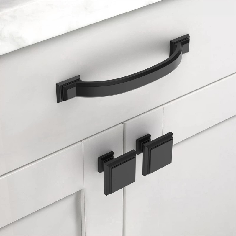 Asidrama 10 Pack 4 Inch(102mm) Matte Black Kitchen Cabinet Handles,