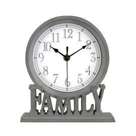 Bargain Lovers 21cm Rustic Grey Family Mantel clock Fire Place Desktop Bedroom Kitchen Clock