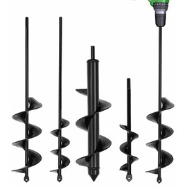 TCBWFY 4 Pack Garden Auger Spiral Drill Bits - 1.6"x9", 1.6"x16.5", 3"x16.5", 3"x12" - Heavy Duty Steel - Corrosion Resistant - Perfect for Post Holes, Earth & Lawn Augering,Planting Bulbs&Trees
