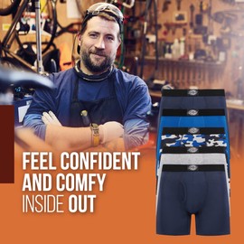 Dickies 5 Pack Mens Boxer Briefs With Pouch, Moisture Wicking Performance Underwear For Men