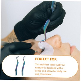 Baluue 2pcs Eyelash Tweezers with Comb Combs Lash Tool Eyebrow Tweezers for Women Professional Eyebrow Tool Tweezers Precision Eyebrow Pick Tweezers Precision Tweezers Stainless Steel