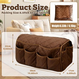 Sofa Armrest Organizer & Remote Control Holder, 14 Large Pockets, Waterproof Foldable Armchair Caddy (coffee)