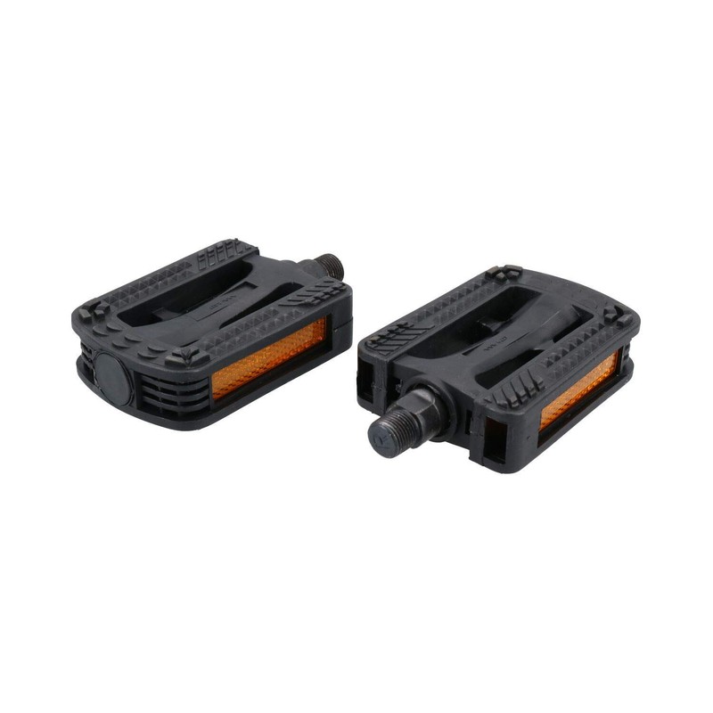 Resin Rubber Grip Pedal 9/16" Bicycle Cycle Bike Amber Reflectors