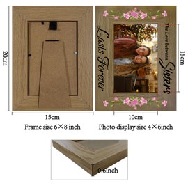 CREATCABIN Wooden Photo Frame 4 x 6 Standing Wall Mounted Vintage Desktop Wall Decor Picture Frames with Adjustable Kickstand Photos Portrait Display for Anniversary Sisters Keepsake