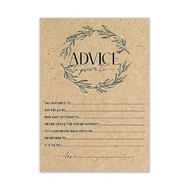 The Little Party Company Baby Shower Game - Pack of 10 Baby Boho/KRAFT BOTANICAL Advice To Parents Game Cards - PRINTED KRAFT EFFECT(BSKRAFTA2P10)