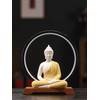 Dyware 8.8 Inch LED Buddha Statue for Indoor, Yellow Ceramic