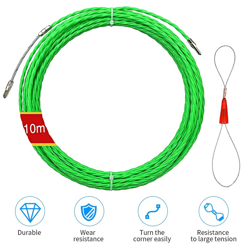 Cable retraction aid, 10 m retractable coil, pull wire, cable
