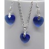 Beautiful Crystal Heart Pendant Jewellery Set (Blue)