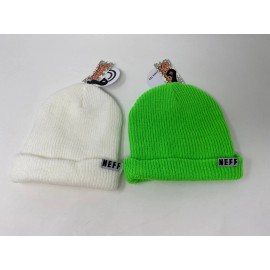 Neff Fold Beanie - White/Neon Green - OSFM - NEW WITH TAGS - White