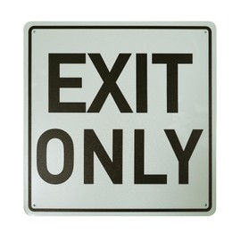 BTHUKO Traffic Sign, Legend "EXIT ONLY", 12" x 12" inch, Aluminum 0.040, Black on White