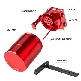 JDMON Oil Catch Can, Passenger Side Oil Separator Compatible with Ford F150 2.7EB 3.5EB 5.0L Passenger Side 2011-2021, Expedition 3.5L EcoBoost 2018-2021, Raptor 3.5L Ecoboost 2017-2021, 350ml Red