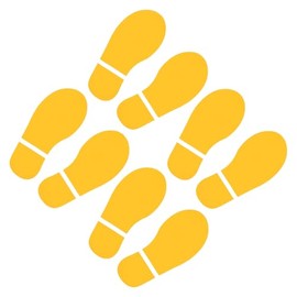 YOKIVE 4 Pair Footprint Floor Stickers, PVC Shoes Footprints Floor Step Stair Applique Stickers for Classroom, Office Decor, Stair, Steps, Room (Yellow, 11x4.2-inch)