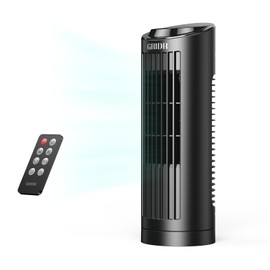 GRIDR 13" Bladeless Tower Fan with 3 Speeds, 4 Mode (AI, Normal, Natural, Sleep), Touch Screen + Remote Control, 12H Timer, 80° Oscillation, Fast Cooling, Desk Fan for Bedroom Home Office Desktop