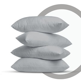 Pillowcases - 4 Pack Housewife Pillowcase Set | Envelope Closure | Ultra Soft Easy Care 100% Egyptian Cotton Plain Pillow Case Cover For Bedroom - 50 X75cm (Grey)