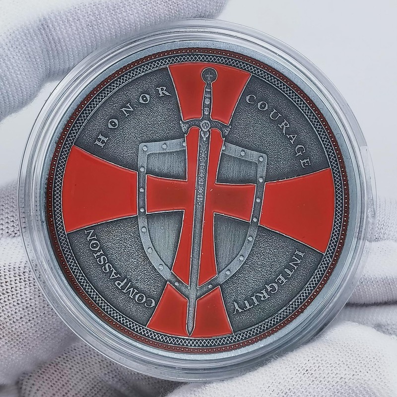 Knights Templar Motivational Challenge Coins Christian Red Cross Religious Collection