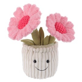 Apricot Lamb Soft Sunflower Plant Plush Toy, Stuffed Pink Flower Pot, Kawaii Plushie for Kids, 9"