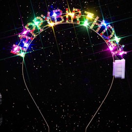 JEWEKY Light Up Happy Birthday Headband Glowing Birthday Tiara Hair Accessories for Women